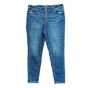 EDGELY High Rise Skinny Button Fly 20W Women's Plus Size Stretch Jeans